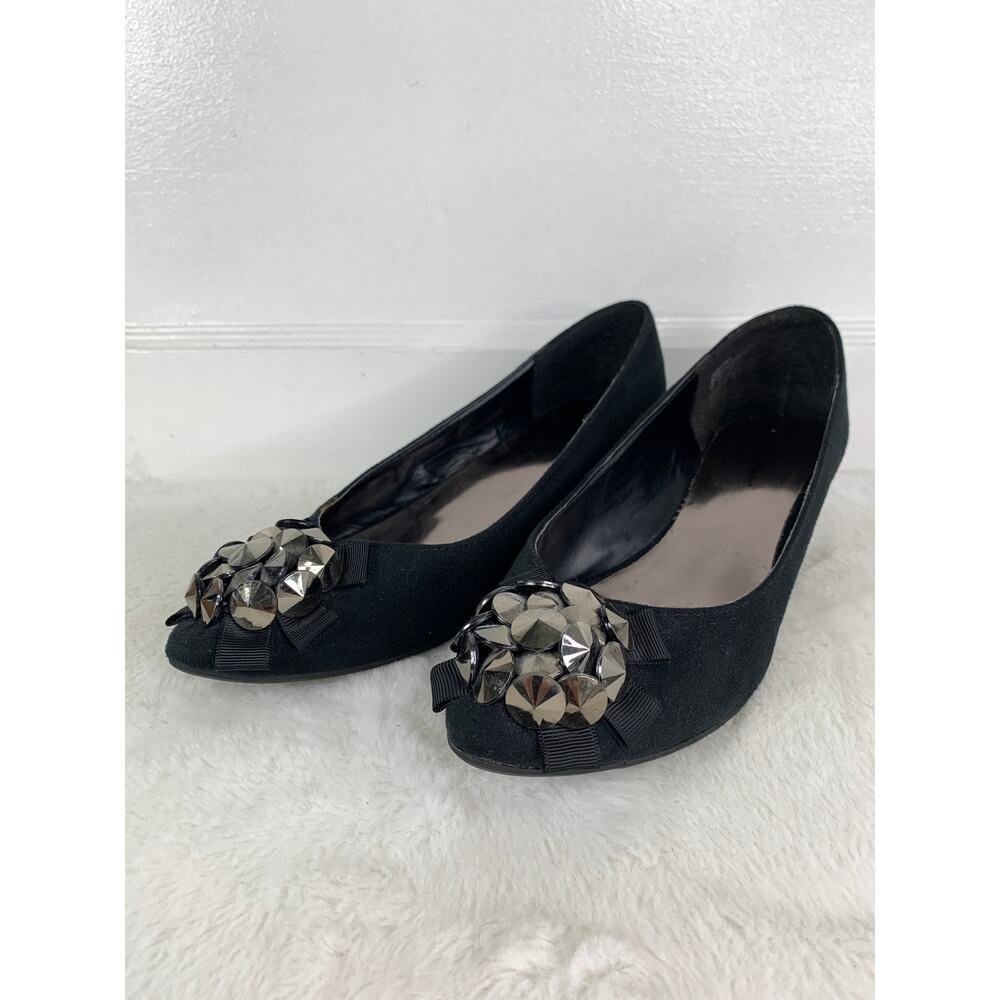 Jaclyn Smith Alura Black Faux Suede Wedge Heels Women’s Size 7